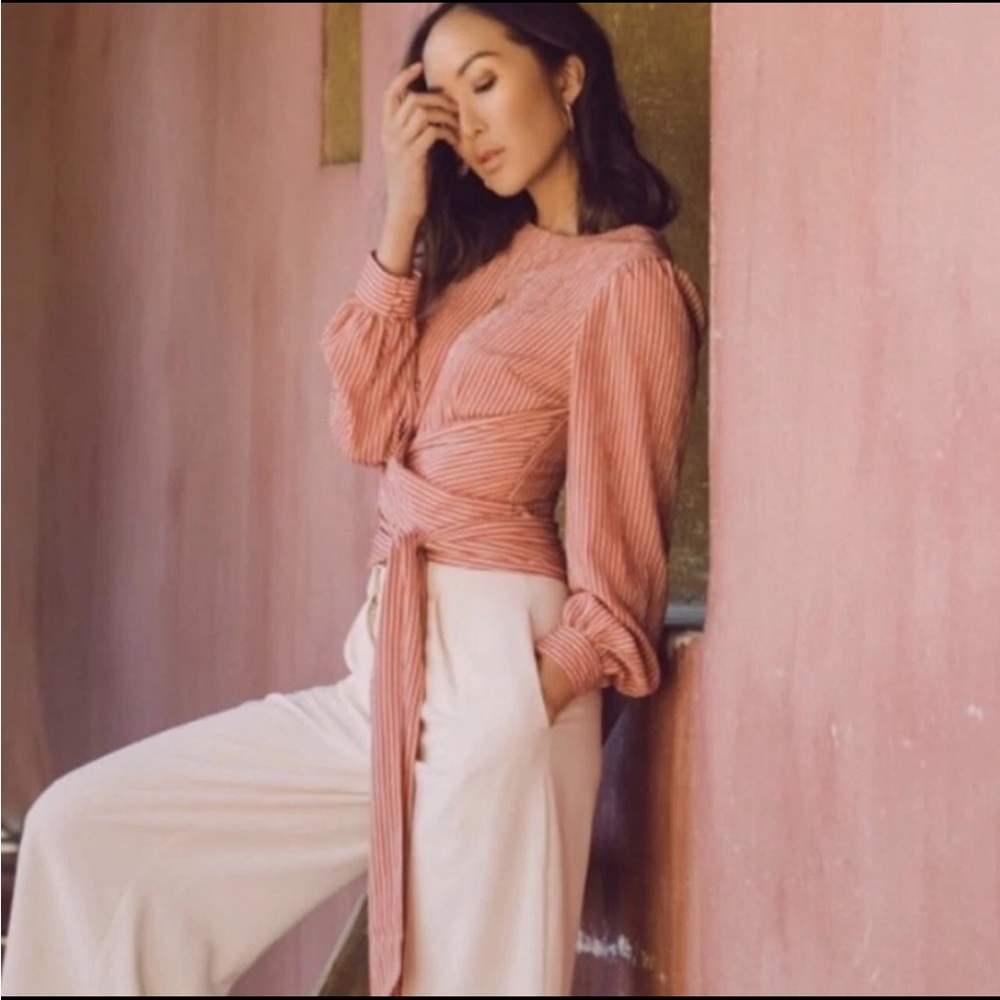 Chriselle X‎ J.O.A Patina Stripe Wrap Top S - Picture 4 of 12